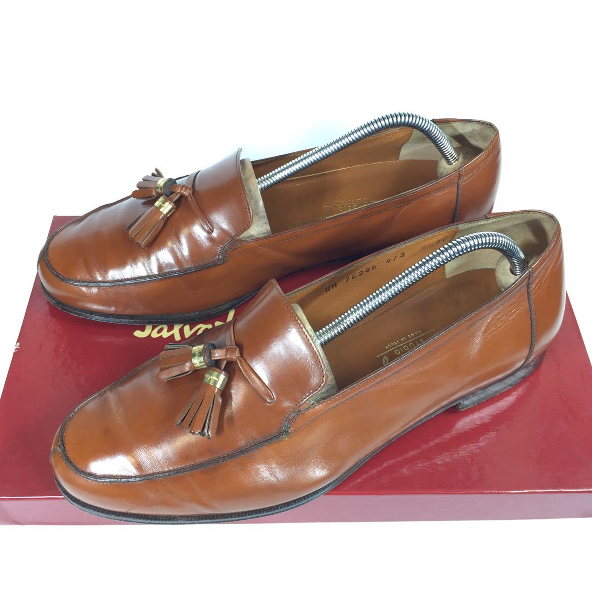 フェラガモ】本物 Ferragamo 靴 26.5cm 茶 タッセルローファー