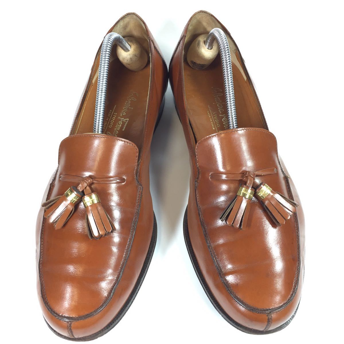 フェラガモ】本物 Ferragamo 靴 26.5cm 茶 タッセルローファー