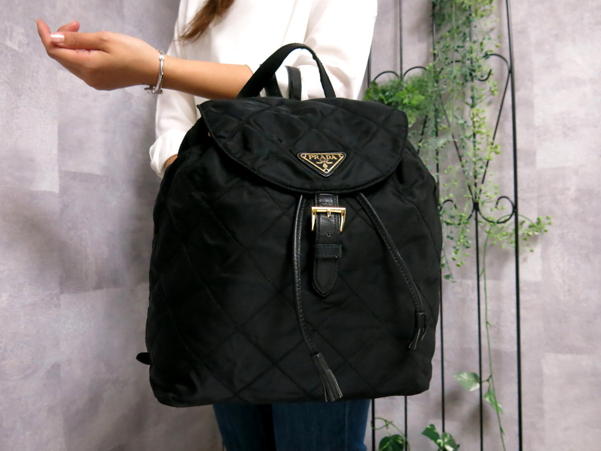 ○美品○PRADA プラダ○キルティング ナイロン サフィアーノ レザー 本
