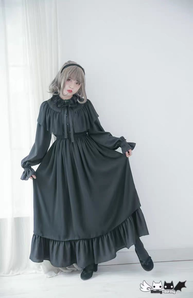 新品 サイズ選択可能 Dolly Delly ロリータ ゴスロリ シフォン ワンピース マキシ丈 ロングワンピース 長袖 高品質 ブラック の落札情報詳細 ヤフオク落札価格情報 オークフリー スマートフォン版