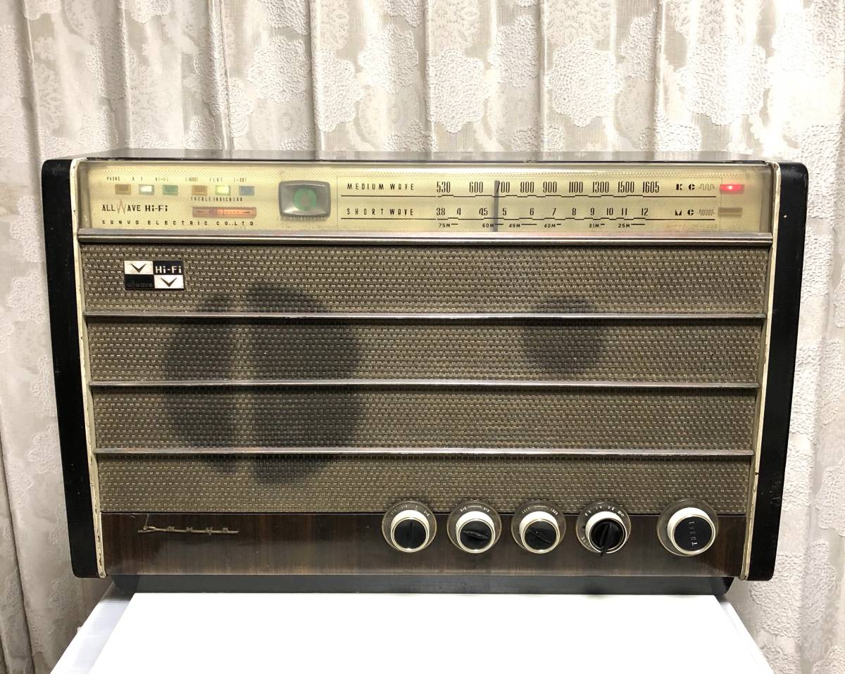 真空管ラジオ SANYO 昭和レトロ SF-950 メルカリ 通電 SANYO 真空管