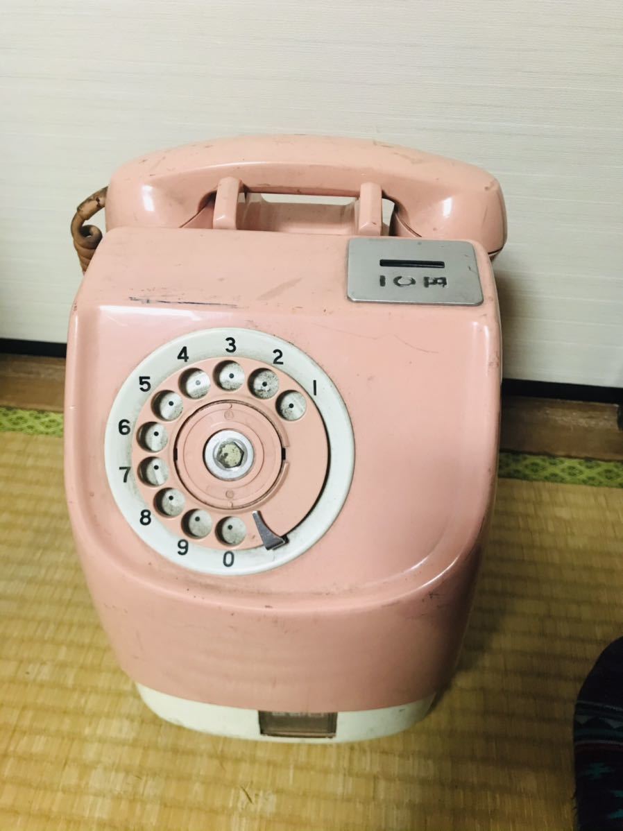 レトロ【田村電機】ピンク電話公衆電話ダイヤル式675A2 60年製10円専用