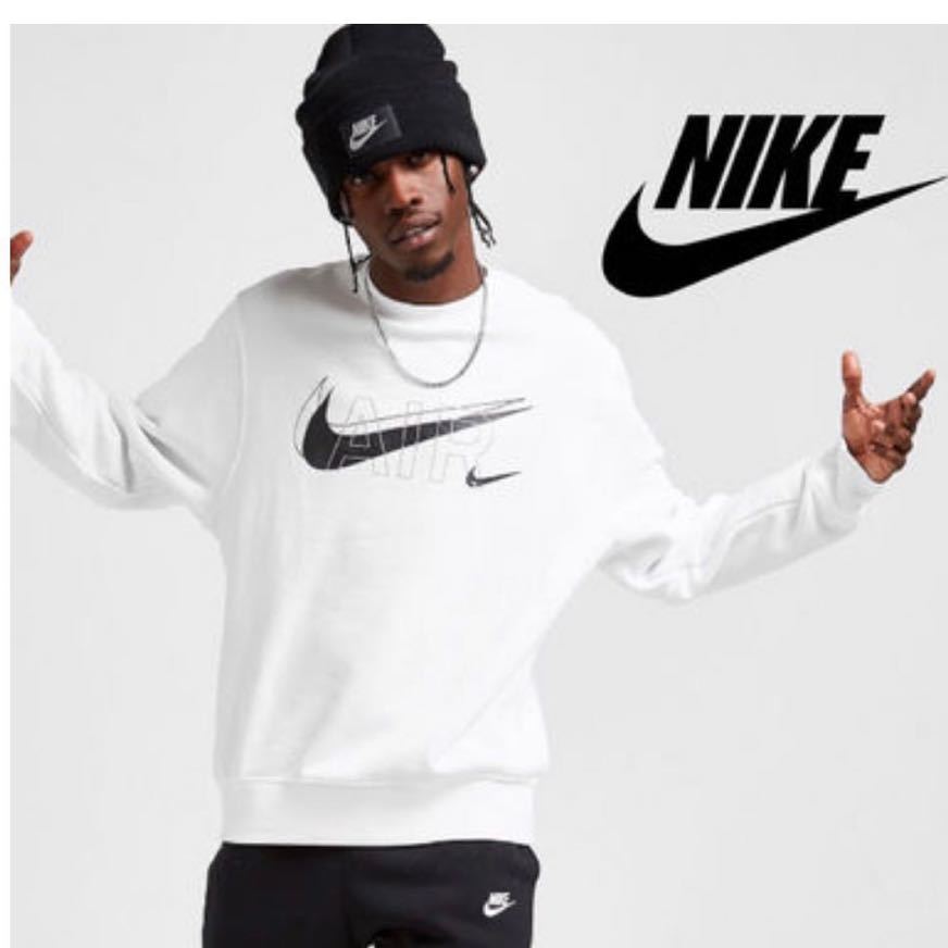新品 日本未発売 Nike Air Crewneck ナイキ スウェット トレーナー Logo Swoosh 裏起毛 長袖 Lサイズ White の落札情報詳細 ヤフオク落札価格情報 オークフリー スマートフォン版