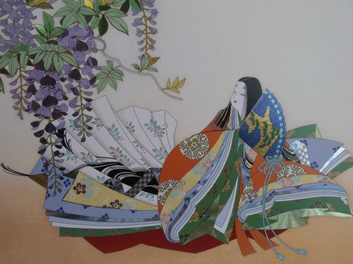 日本画 東聖観 源氏物語 色紙 箔押し 絵画➁ 王朝の美