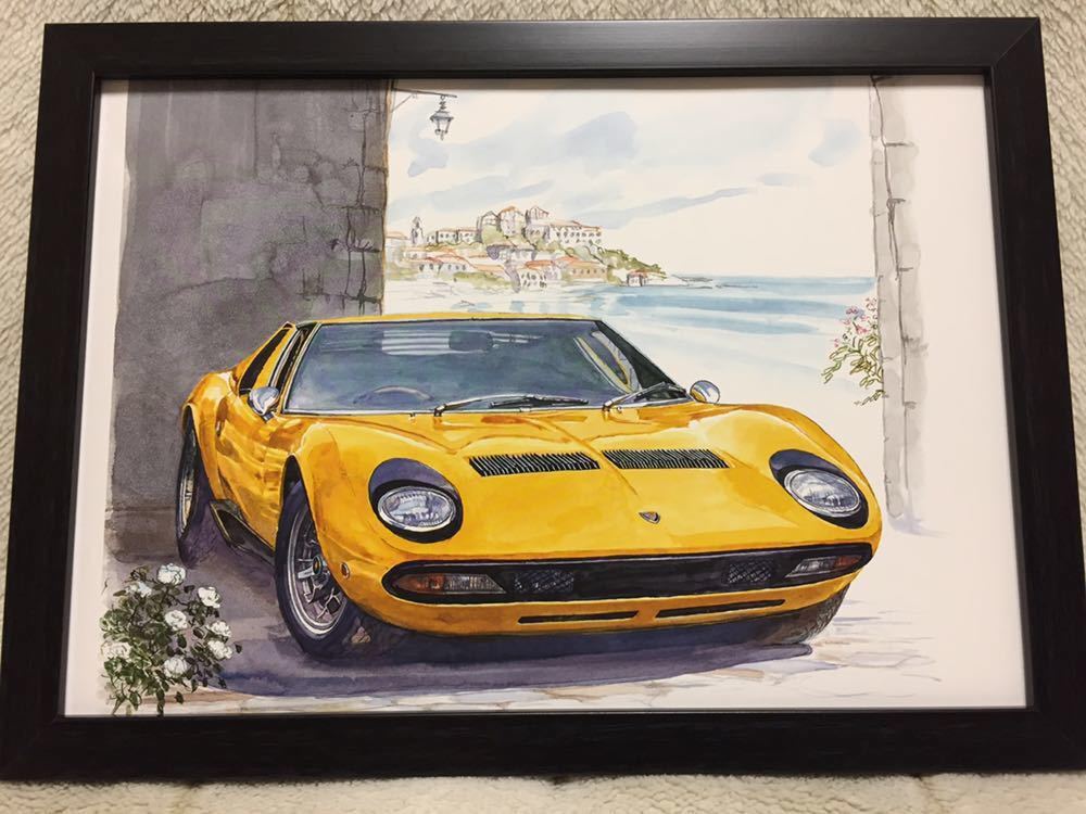 Bow イラスト ランボルギーニ ミウラ Lamborghini Miura 額付き カレンダーカット 車 絵 カーマガジン の落札情報詳細 ヤフオク落札価格情報 オークフリー スマートフォン版
