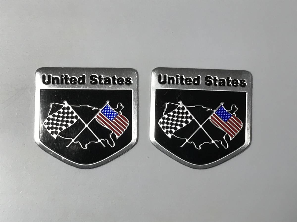 新品 エンブレム ステッカー アルミ アメリカ チェッカーフラッグ 星条旗 Usa アメ車 キャデラック ジープ シボレー F1 レーシング 2個 の落札情報詳細 ヤフオク落札価格情報 オークフリー スマートフォン版