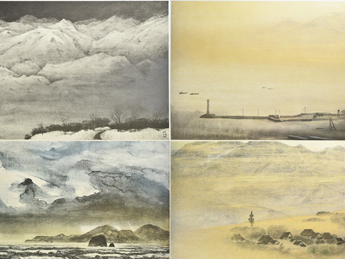横山 操 「越路十景」 限定530/880 九枚入 二重箱付 】日本画の落札