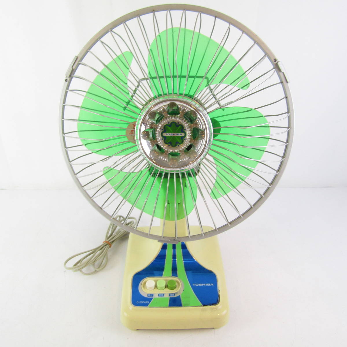h008 東芝 扇風機 D-25P45G 羽根径 25cm 4枚羽根 緑羽根 TOSHIBA