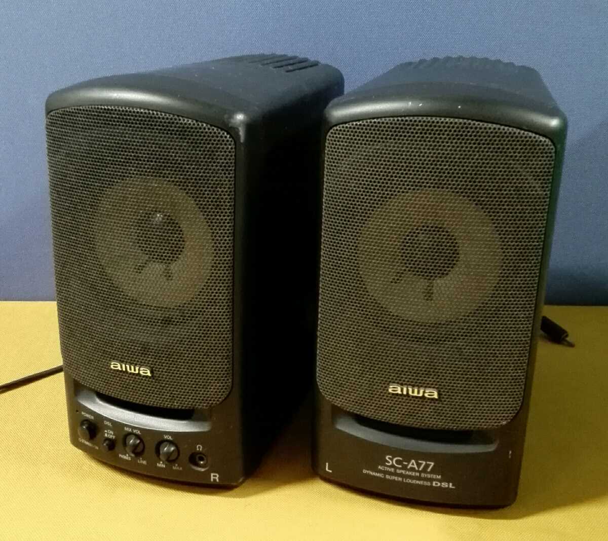 g_t O093 AIWA アンプ内蔵スピーカー[SC-A77] (通電確認のみOK・動作