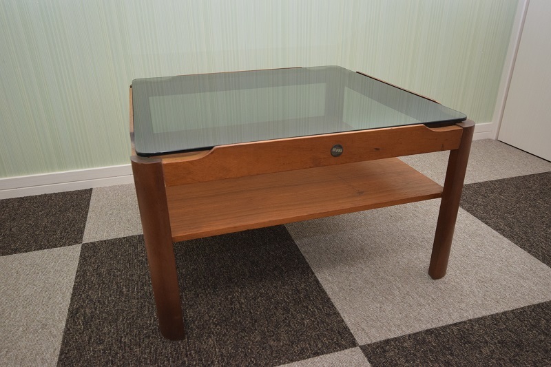 【傷や汚れあり】★ イギリス Myer ガラスコーヒーテーブル マガジンラック付き センターテーブル ビンテージ アンティーク 北欧 ミッド