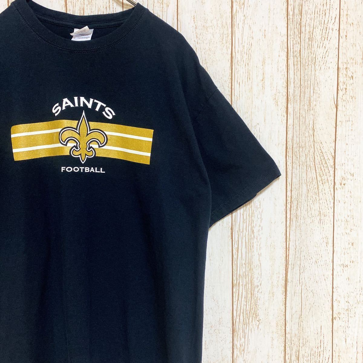 【やや傷や汚れあり】GILDAN ギルダン NFL NewOrleans Saints ニューオーリンズ・セインツ プリント Tシャツ L