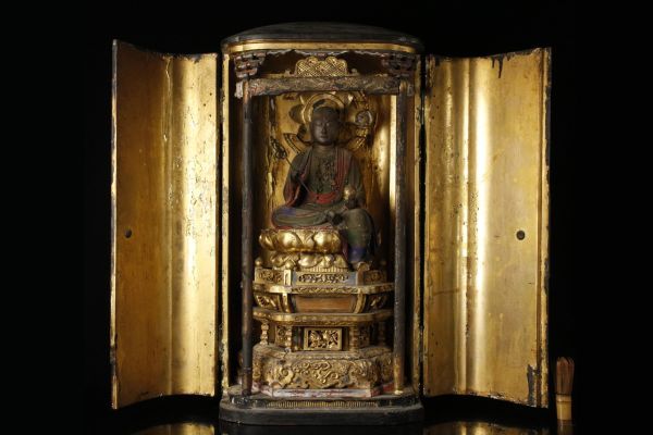 中古】【LIG】江戸期 木彫彩色 玉眼 地蔵菩薩坐像 特大63㎝ 漆塗時代