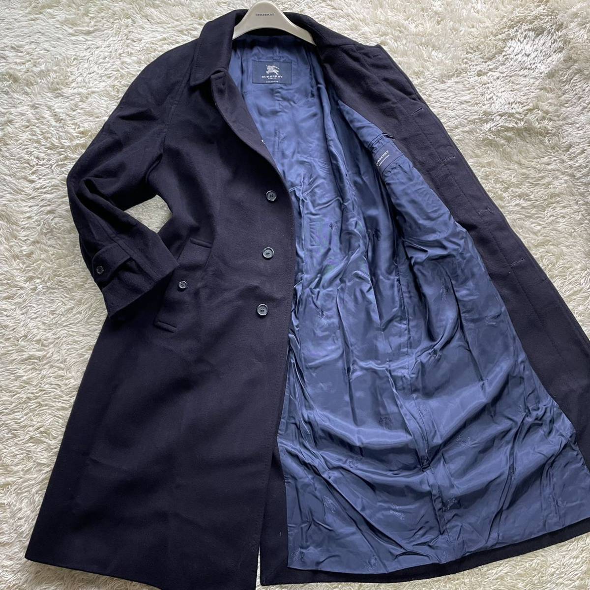 クロンビー/CROMBIE ピュアカシミヤダブルチェスターコートネイビーXL