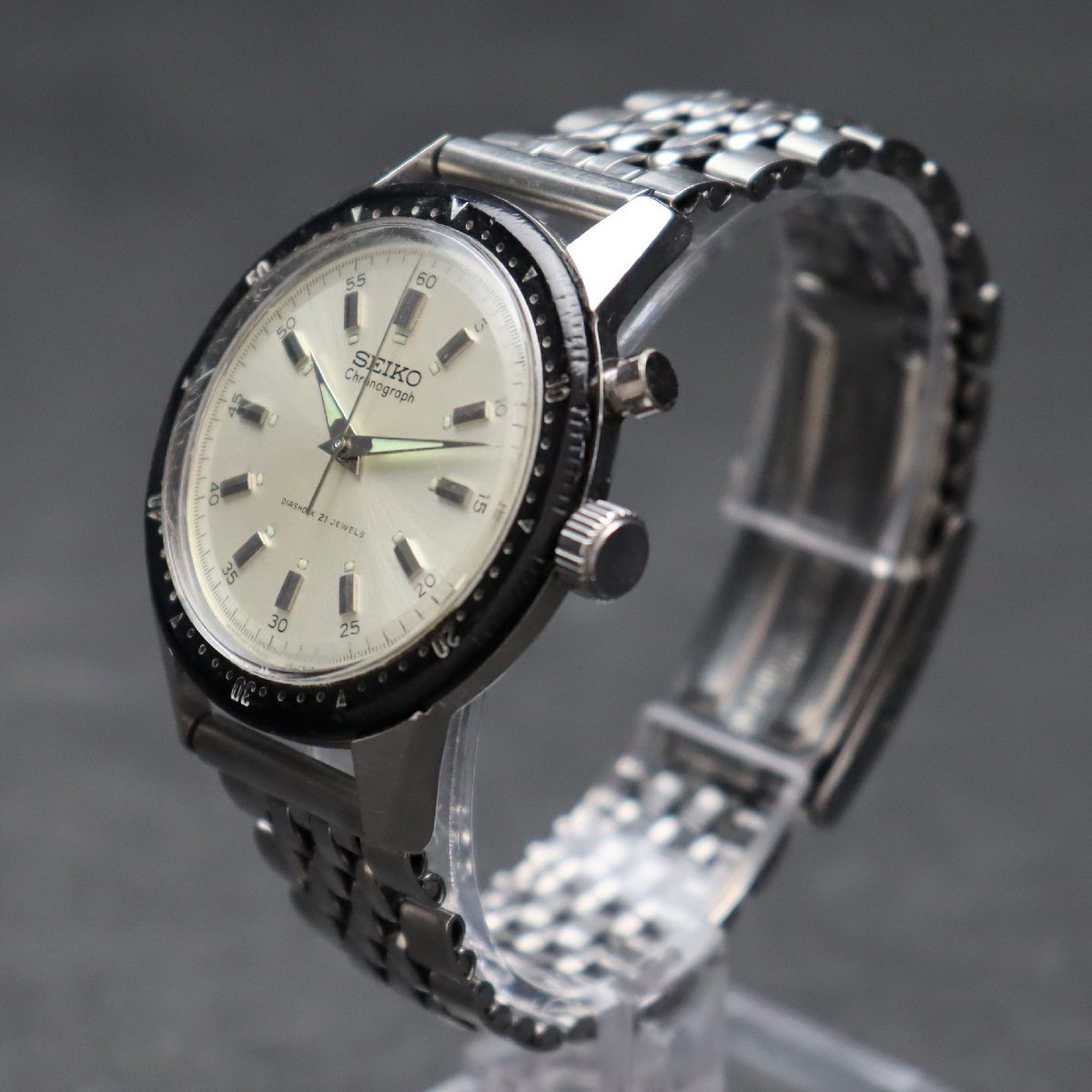 【やや傷や汚れあり】希少 SEIKO セイコー ワンプッシュクロノ 初期型 45899 手巻 21石 国産初のクロノグラフ 1964年 東京 ...