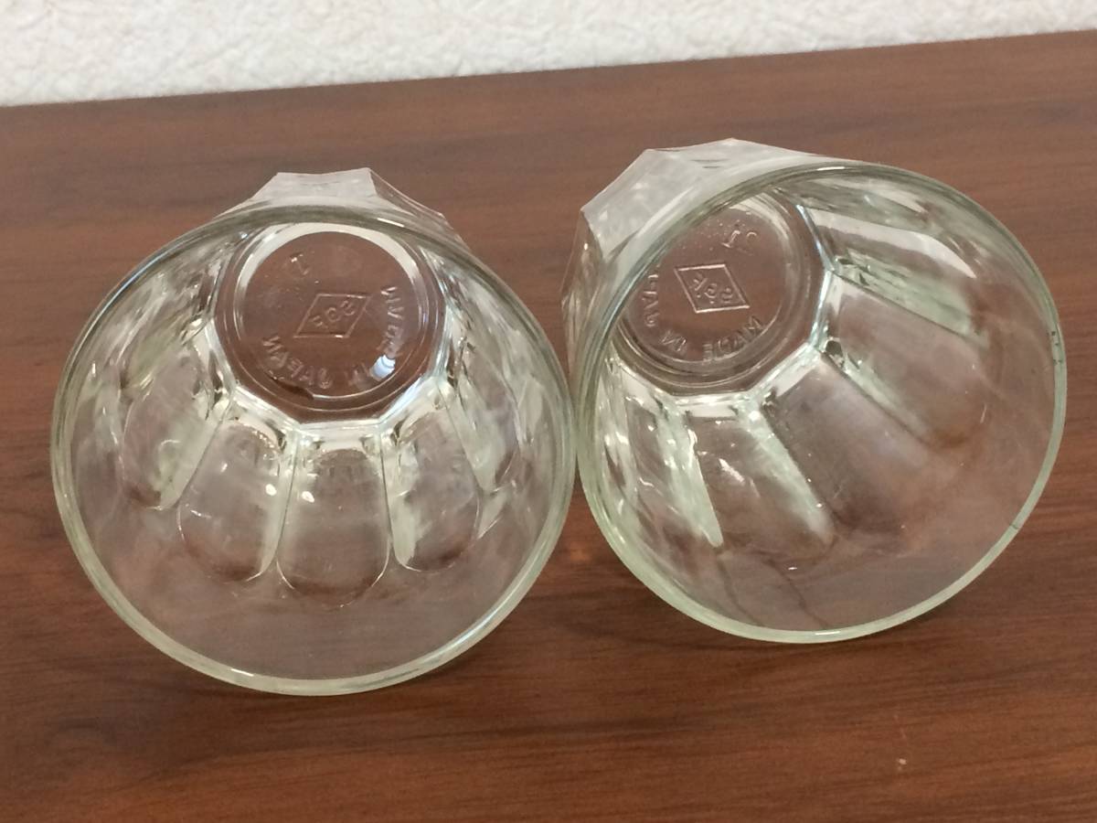 傷や汚れあり】昭和レトロ 剣先コップ 島田硝子 SGF プレス ガラス 2個