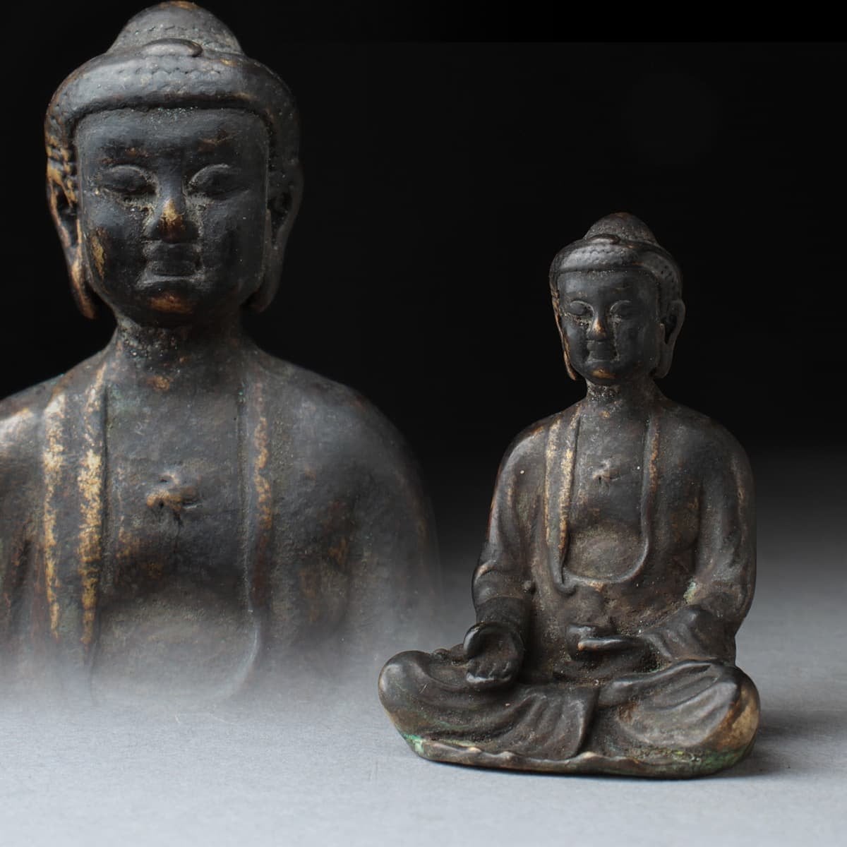 仏教美術 お釈迦様仏像 小仏像 銅製 銅器 やや傷や汚れあり】EH092