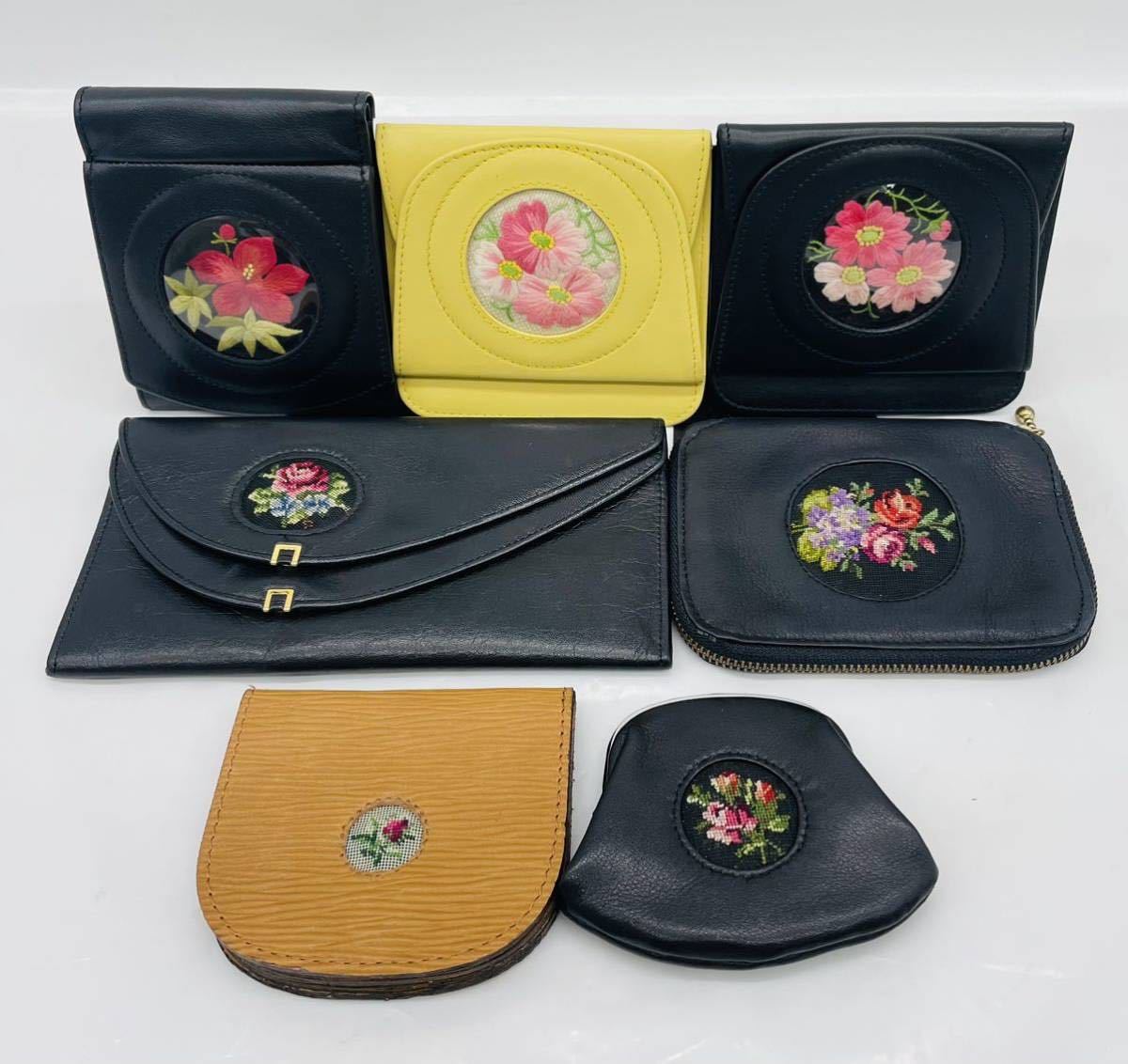 未使用】petit point Michiko Kuge 花柄刺繍 バッグ（プチポワン 