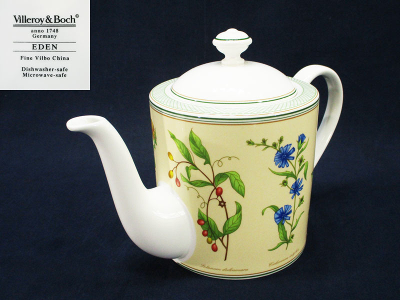 【やや傷や汚れあり】0009 Villeroy＆Boch ビレロイアンドボッホ EDEN エデン ティーポット/希少 ドイツ フランス 洋食器