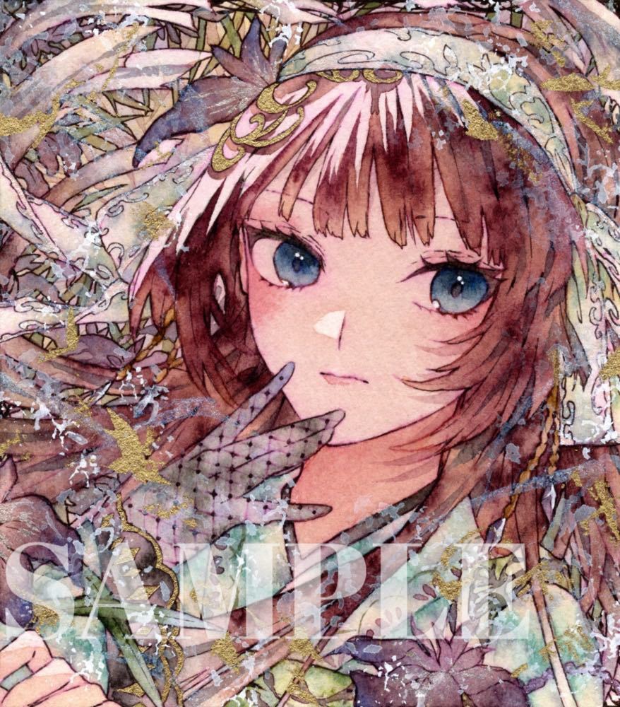 手描きイラスト 水彩原画 ストレートヘアの女の子146 安