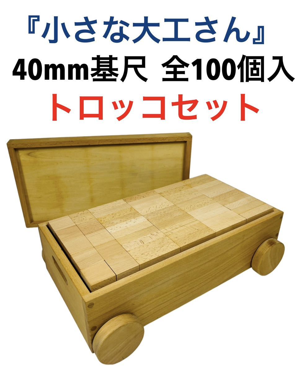 美品】小さな大工さん 4cm着尺直方体 100個 知育玩具