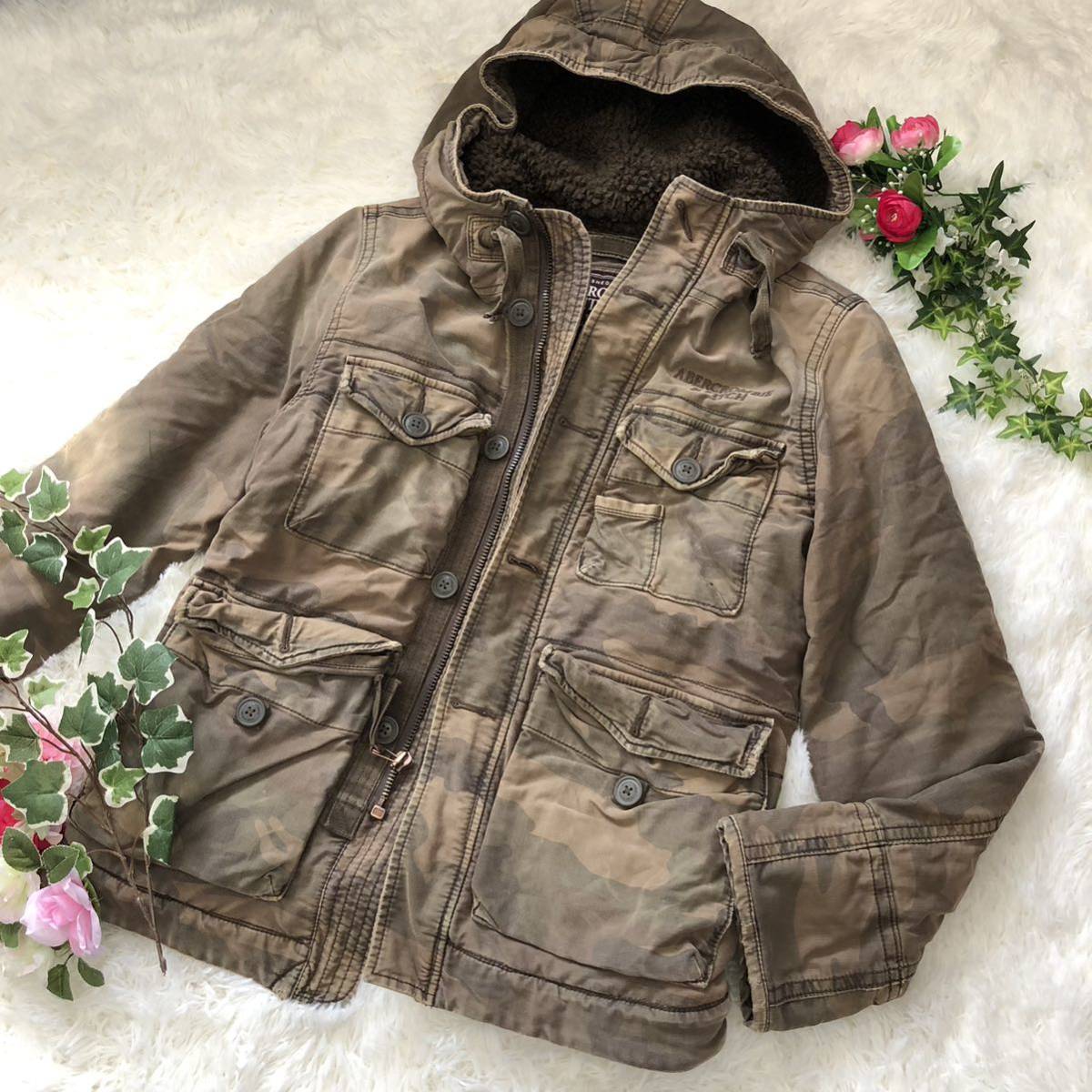 【目立った傷や汚れなし】ABERCROMBIE&FITCH ジャケット アウター カーキ 迷彩柄 メンズ サイズS アバクロンビーアンド