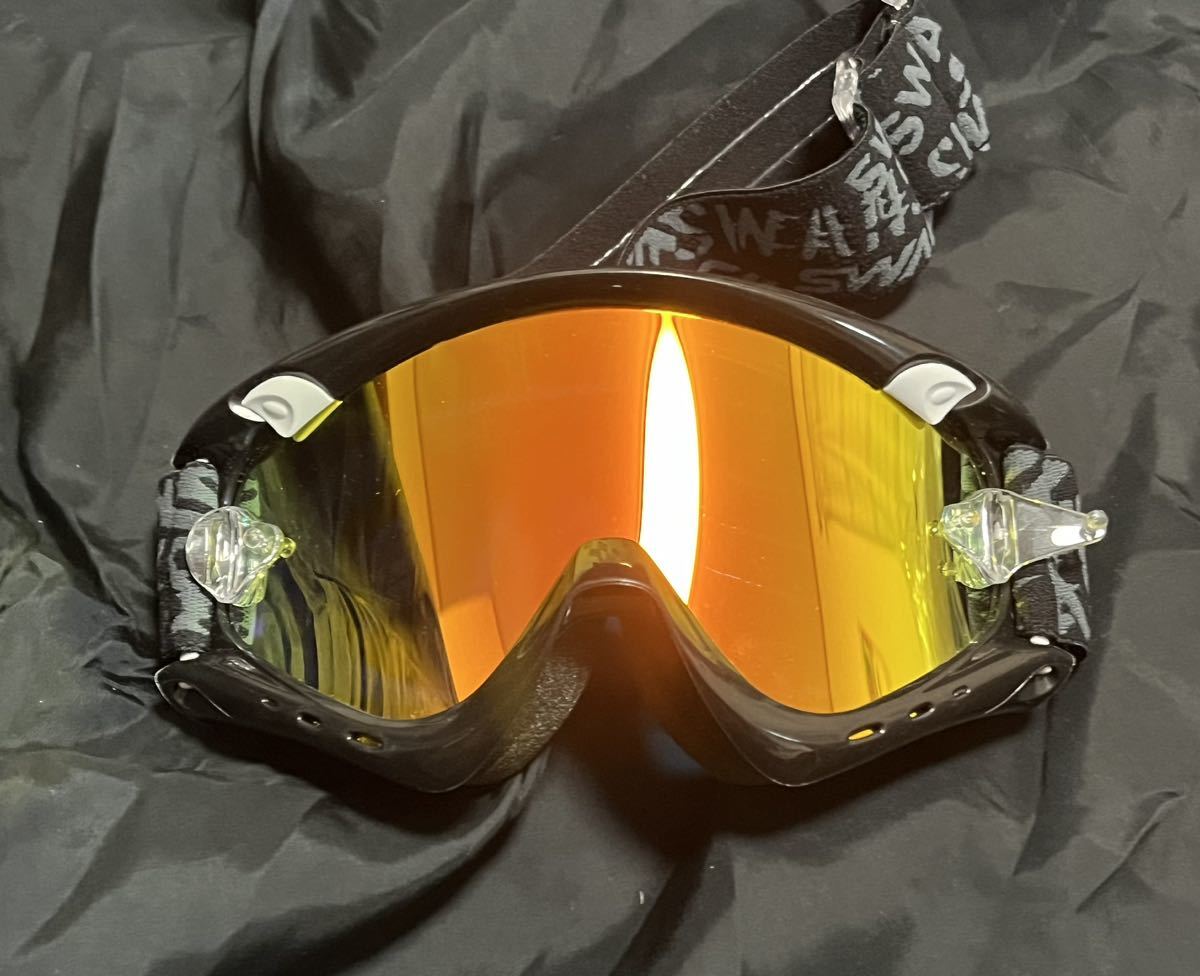【未使用に近い】SWANS スワンズ ゴーグル オフロードゴーグル モトクロス ほぼ未使用 RUSHBa2M ブラック フラッシュオレンジ