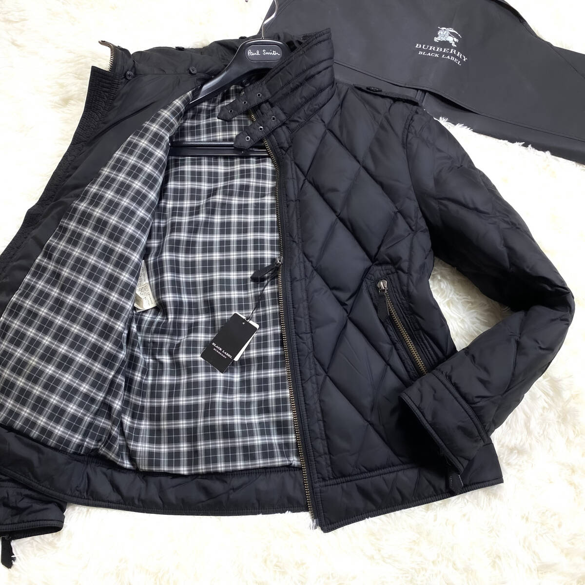 BURBERRY 黒 フード付きジャケット バーバリー コピー ダウンジャケット ブラック チェック柄
