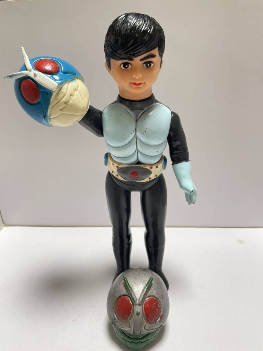 仮面ライダー 旧バンダイ1本線 ソフビ 面取れ ブルーマスク 青マスク