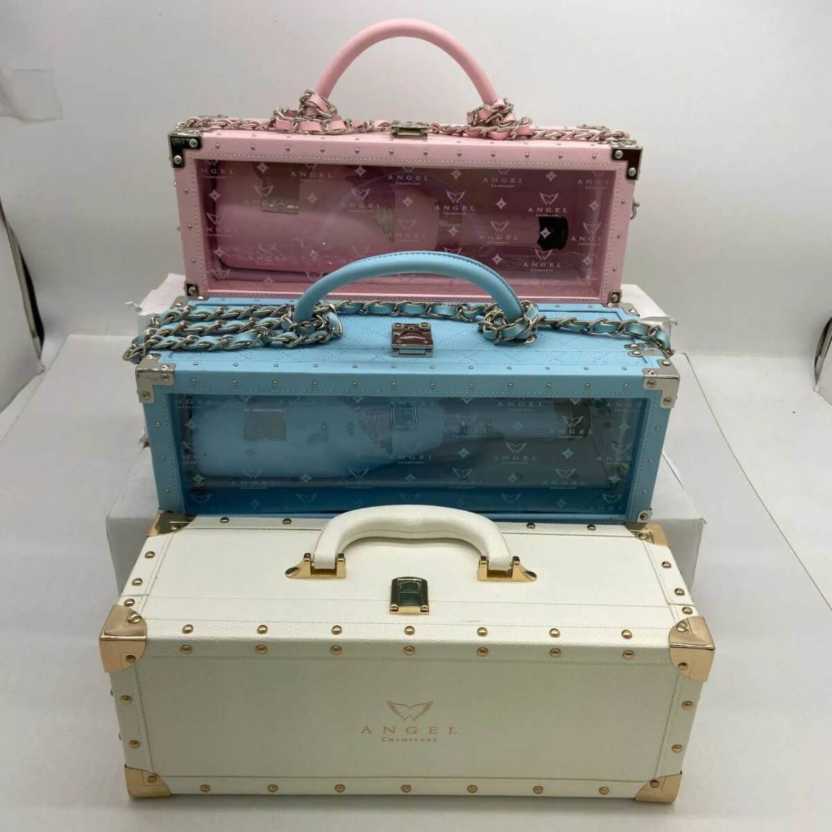 ANGEL エンジェル ドゥミセック ブルー レザータイプ シャンパン