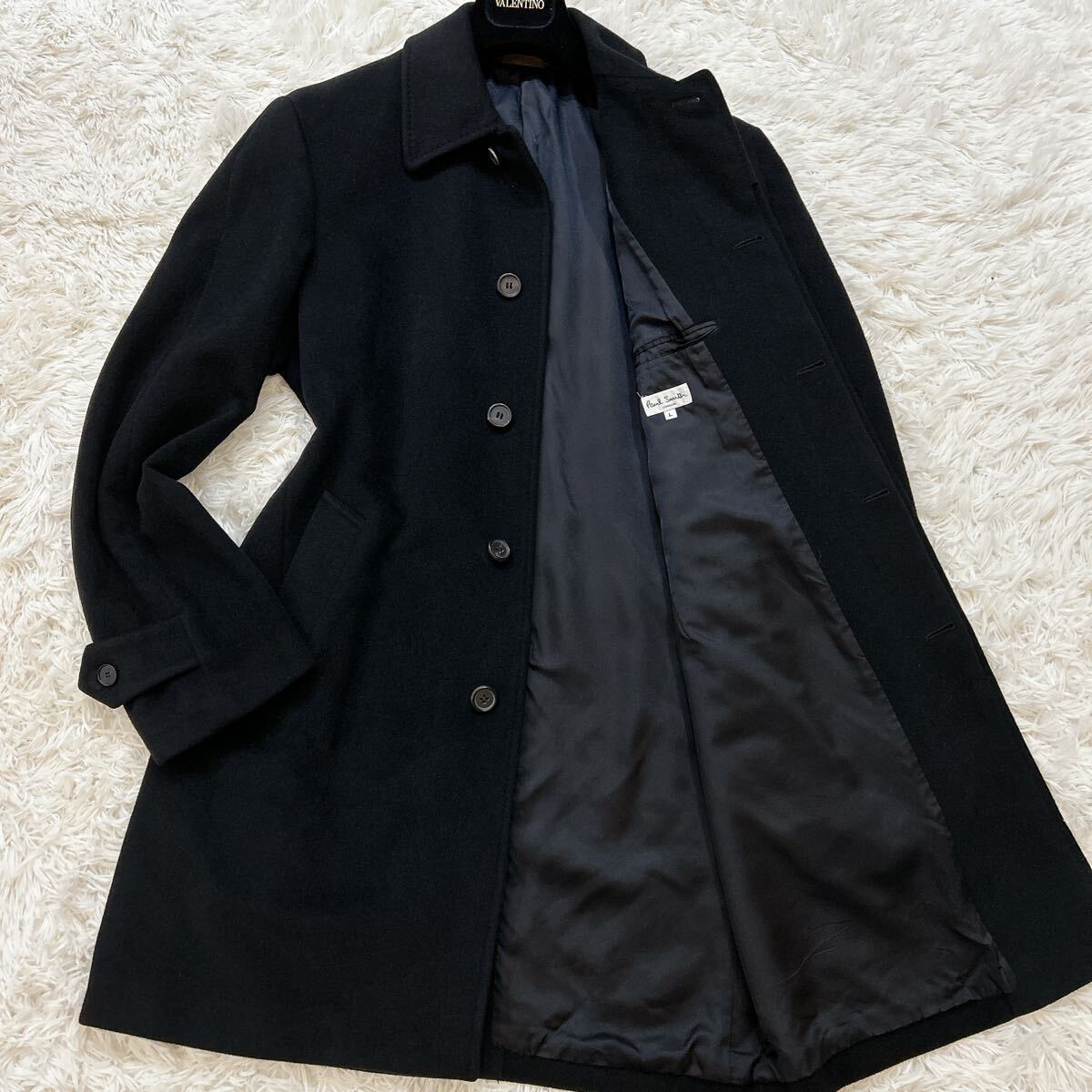 【極美品】Paul Smith ウールロングコート　L アンゴラ　ブラック　比翼 ドンドン見直し】極美品◇Paul Smith LONDON ポールスミス