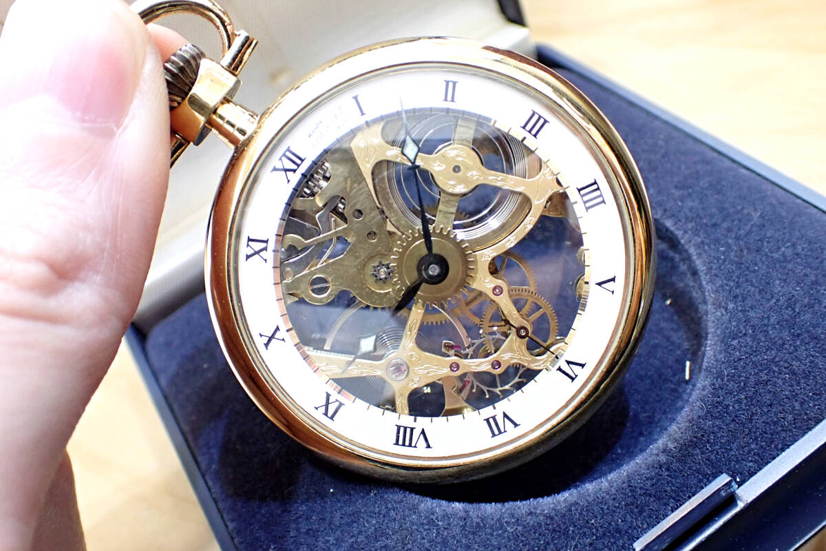 箱付き MONTRE GOUSSET Paris 懐中時計 スケルトン スイス製