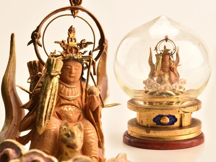 大珍品】三面荼枳尼天 宇賀弁財天 歓喜天 曼荼羅 稲荷 掛軸 仏教