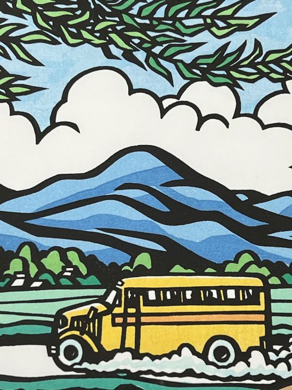 木版画　ねこやなぎ　滝平二郎　直筆サイン付き H957◇切り絵作家 【滝平二郎】 木版画 「ねこやなぎ」 直筆