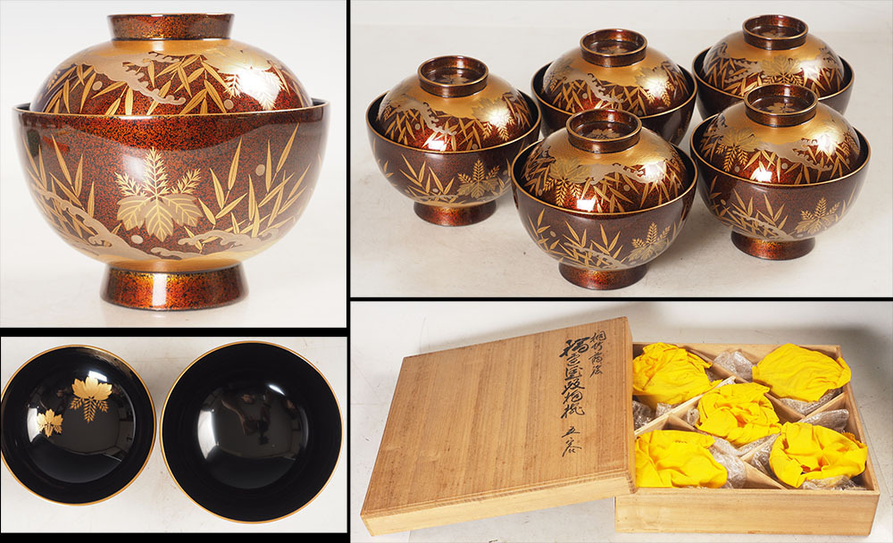 鎚起銅器高橋重弘作 鎚起銅器 茶托5枚セット 桐箱付き