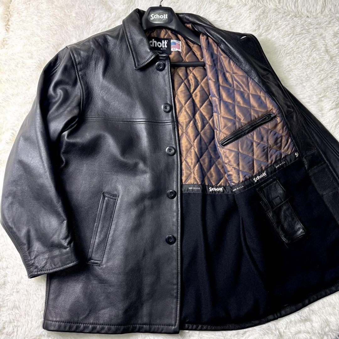 Schott ライダースジャケット 641Q キルティング サイズ40 ブラック Schott N.Y.C ショット 641XX シングルライダース ブラック 日本