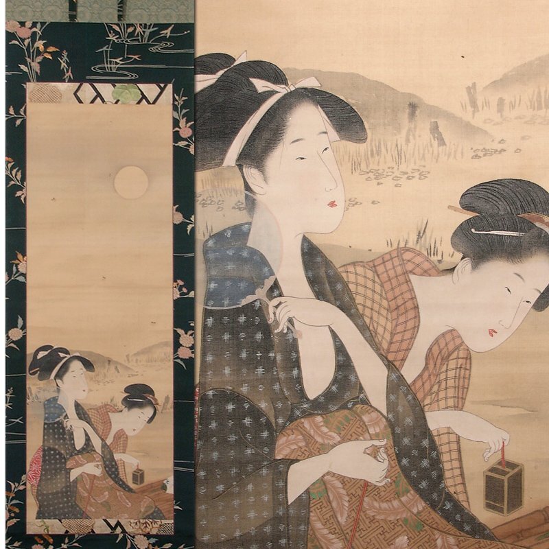 【真作】喜多川歌麿「実鏡色乃美名家見」本物 浮世絵 大判 錦絵 木版画 Kitagawa Utamaro（喜多川歌麿） 喜多川歌麿「実競色乃美名家見 紙屋次