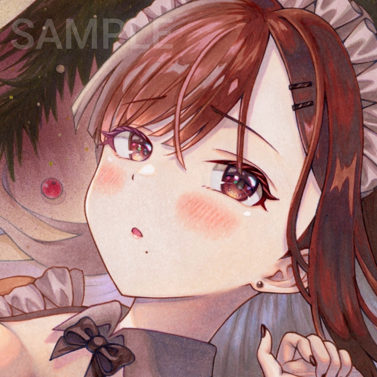 新品】オリジナル お正月 女の子 手描き アナログ イラスト 手描き