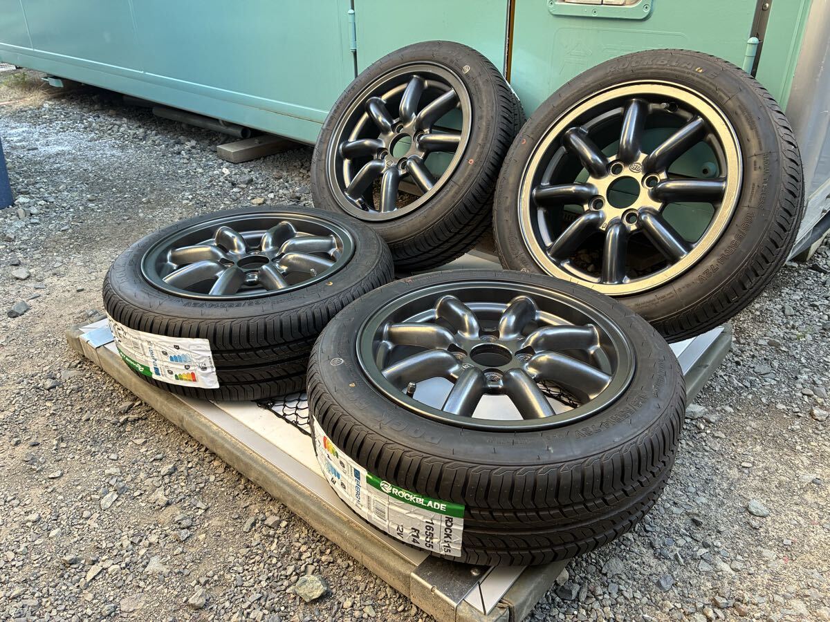 新品】ブラックレーシング14inc×6J pcd100 offset＋40と新品タイヤ165 