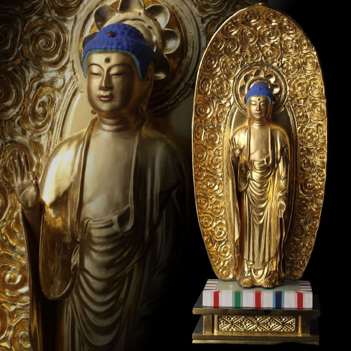 趣】特別出品!!玉眼『木造阿弥陀如来立像』江戸期/仏教美術・仏像