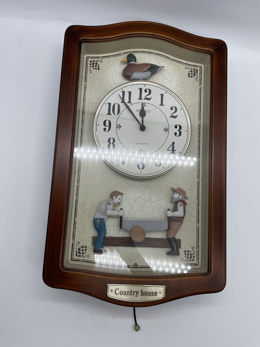 インテリア雑貨】 柱 からくり 時計 SEIKO セイコー カントリー ハウス
