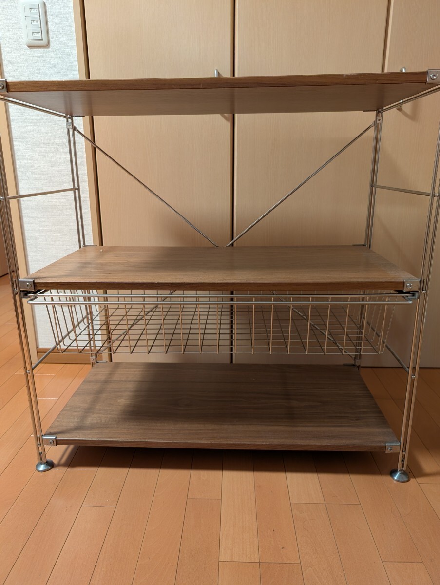 無印良品/MUJI ウォールナット材 ステンレスユニットシェルフ ZR24446