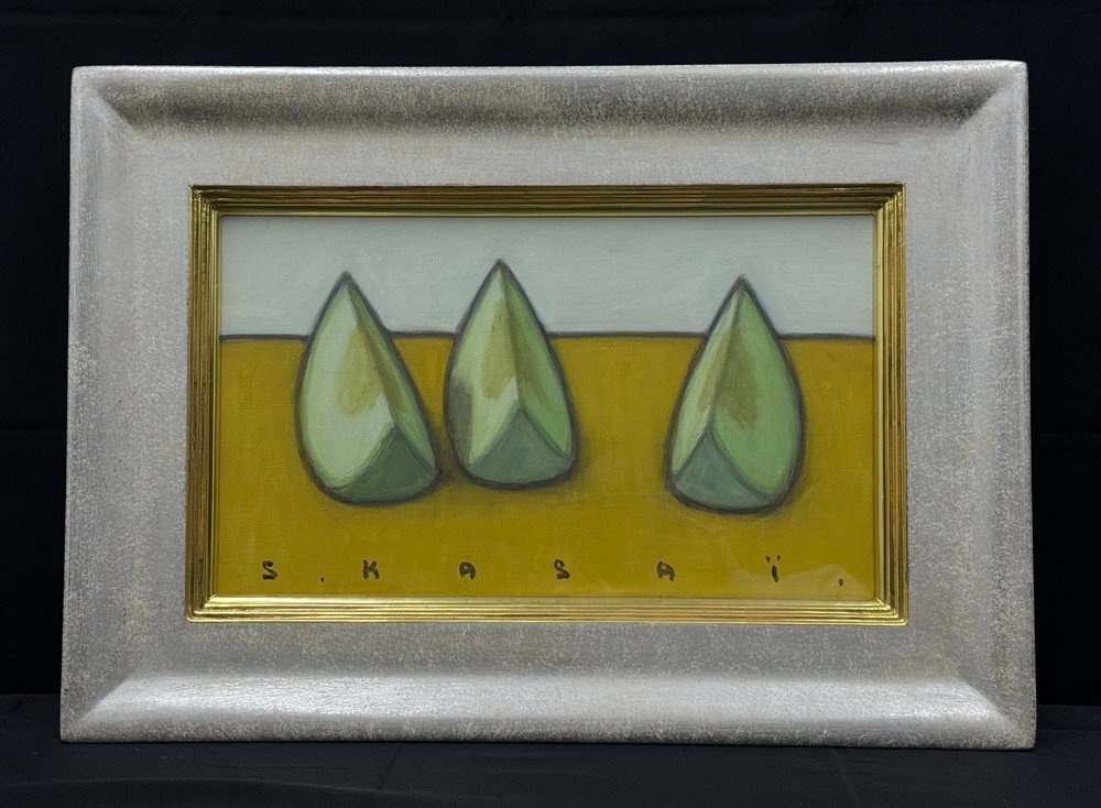 ☆青山襄 油彩 静物画 額装品/F4/肉筆/サイン入り/果物/絵画/油絵/美術
