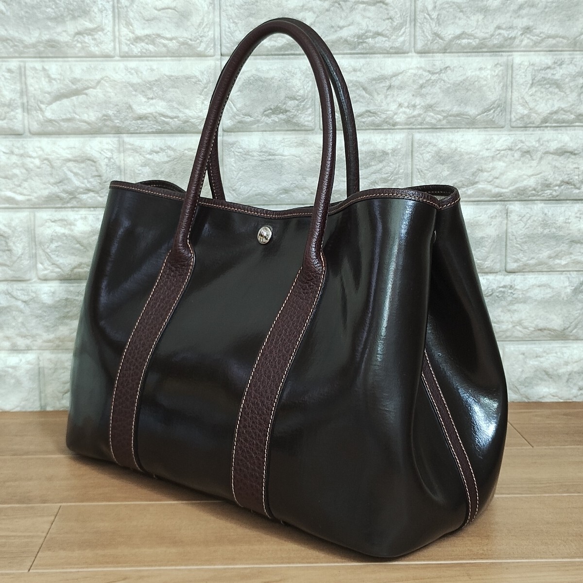 中古】新品同様 エルメス HERMES ガーデンパーティーPM グラファイト 