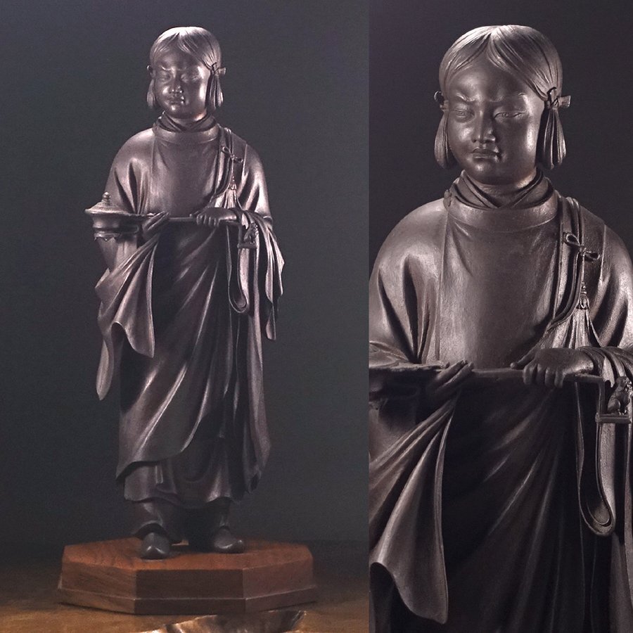 美術品】∇花∇彫刻家【高村晴雲】作 木彫聖徳太子御像 共箱付き (高村