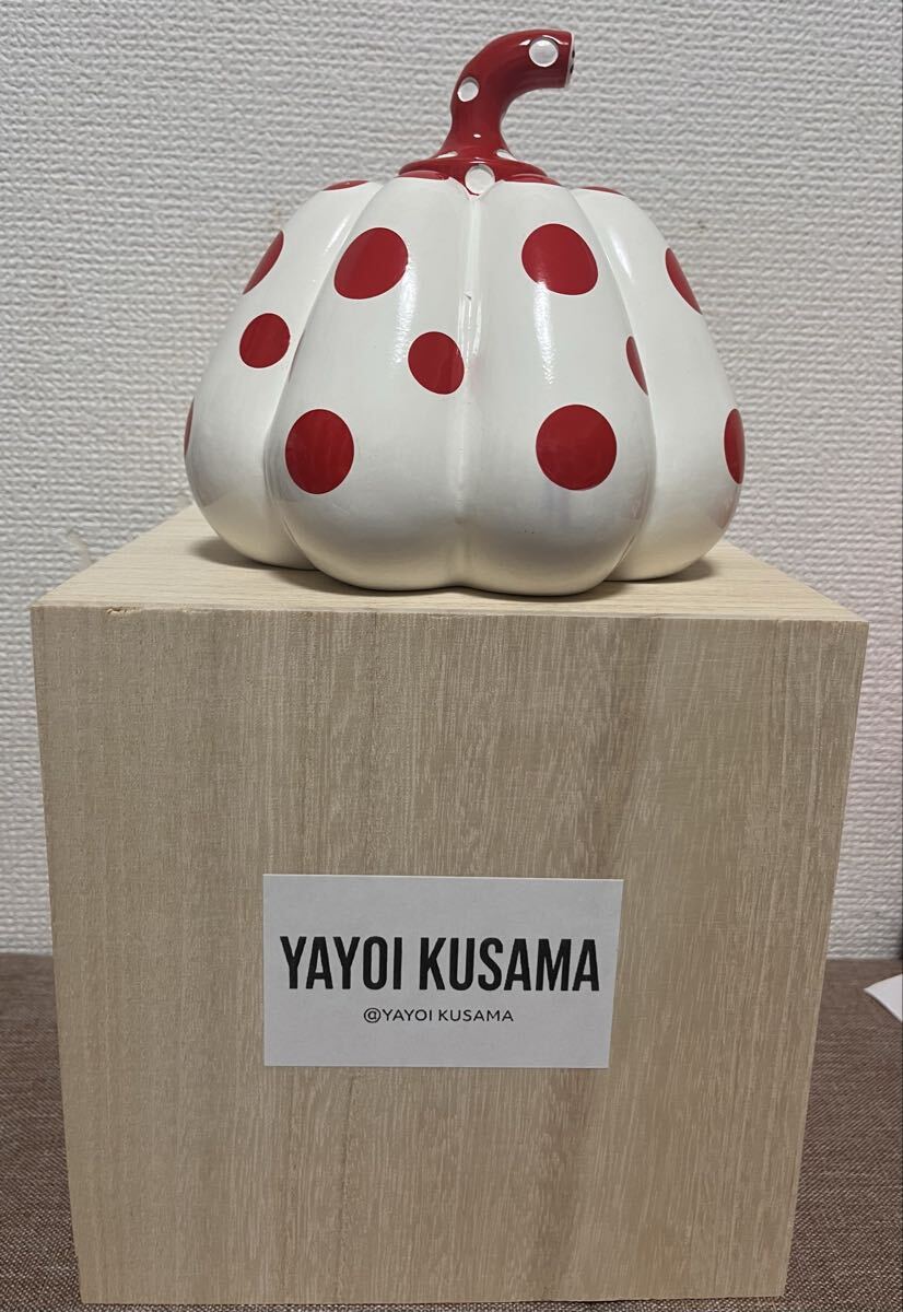 ◇草間彌生◇かぼちゃオブジェ 置物 サイン有 送料無料 枠縦15㎝×横