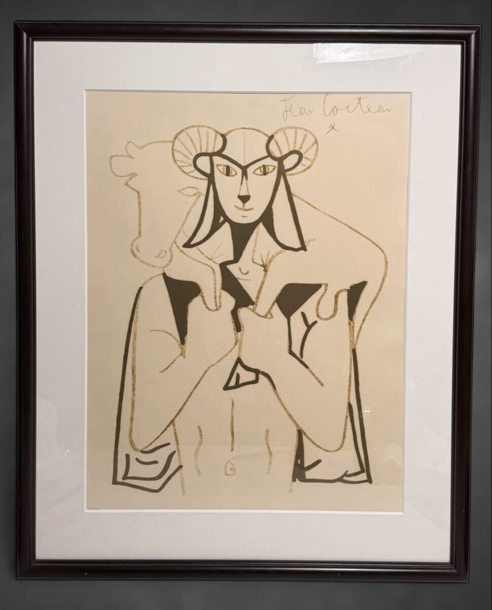 中古】「ジャン・コクトーのリトグラフ刷ポスター 青い天使（ANGE BLEU