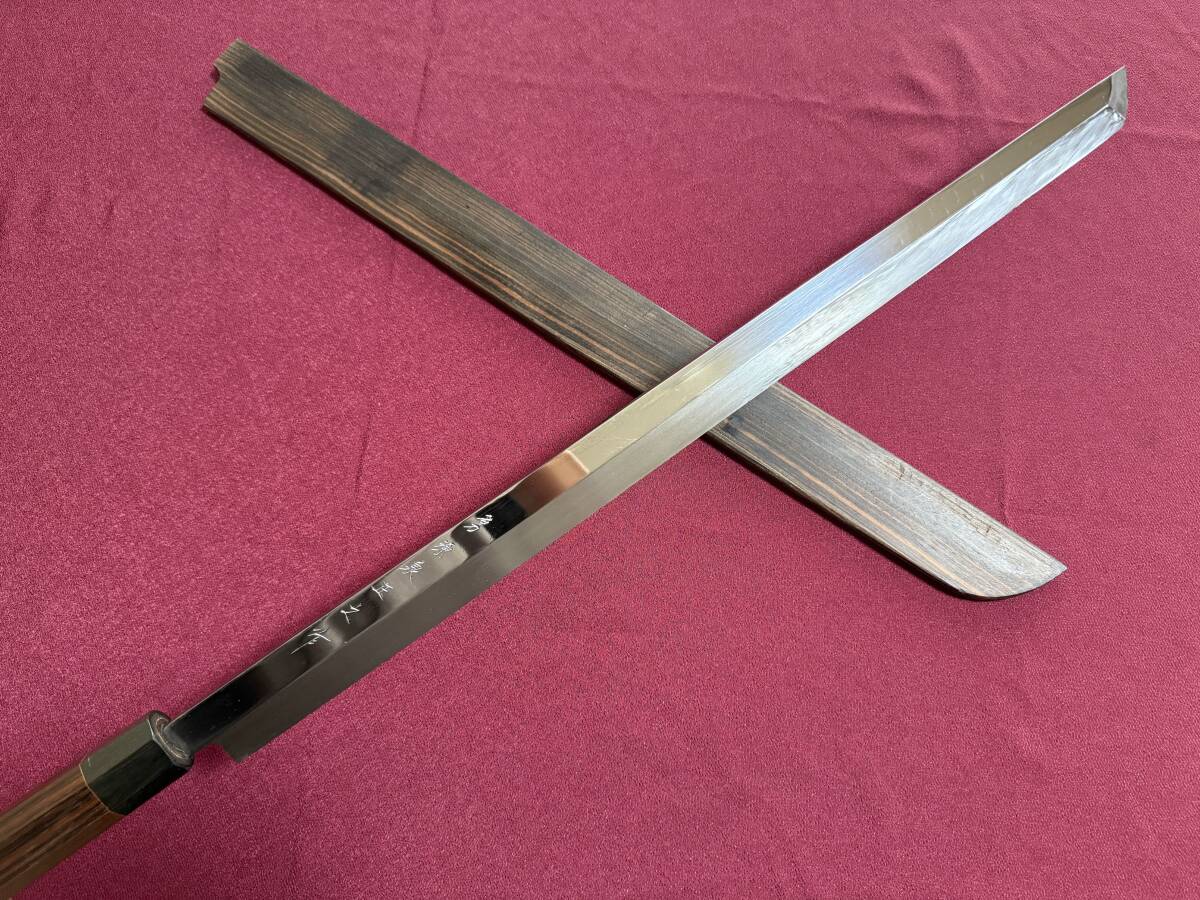新品】新品未使用 池田辰男 水本焼 尺1 柳刃包丁 堺製 宗良 黒檀八角柄