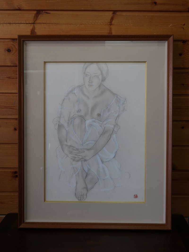 美術品】【侍】巨匠彫刻家 木内克の肉筆画 「裸婦画デッサン」 額の