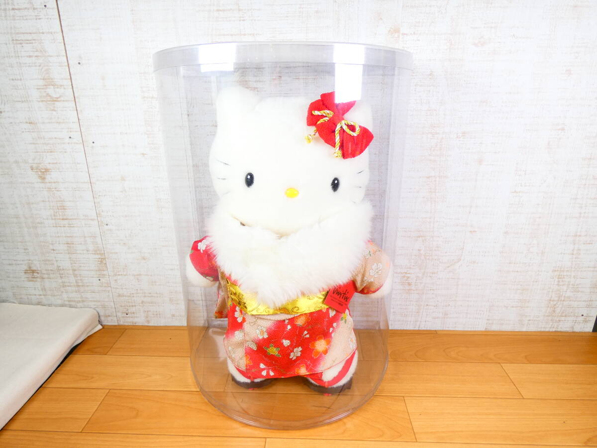 mK219c [限定] Vivitix 2001年 ハローキティ ぬいぐるみ 西陣織 約43cm