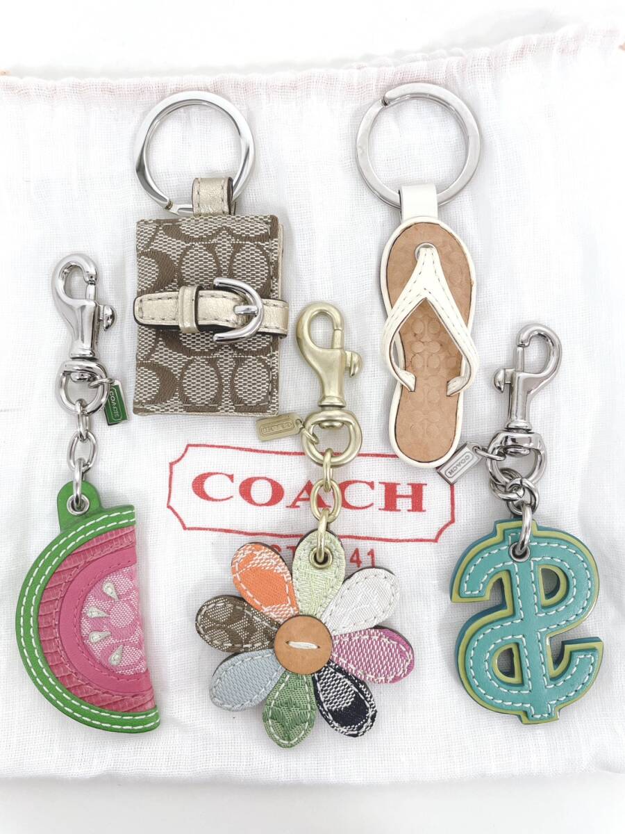 COACH コーチ キーホルダー ビーチサンダル シグネチャー柄 2点セット